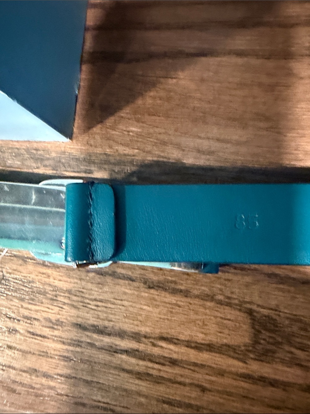 Salvatore Ferragamo Teal Leather Belt with Signature Silver Buckle - Picture 5 of 5